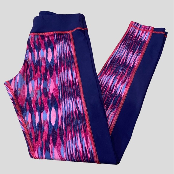 Gianni Bini Athletic Compression Leggings Purple & Pink Print Size Medium VGC - Picture 1 of 5